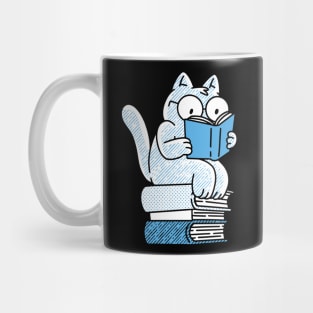 CatSitting On Books And Reading Cat Reading Book For Book Lover Cat Lover Mug